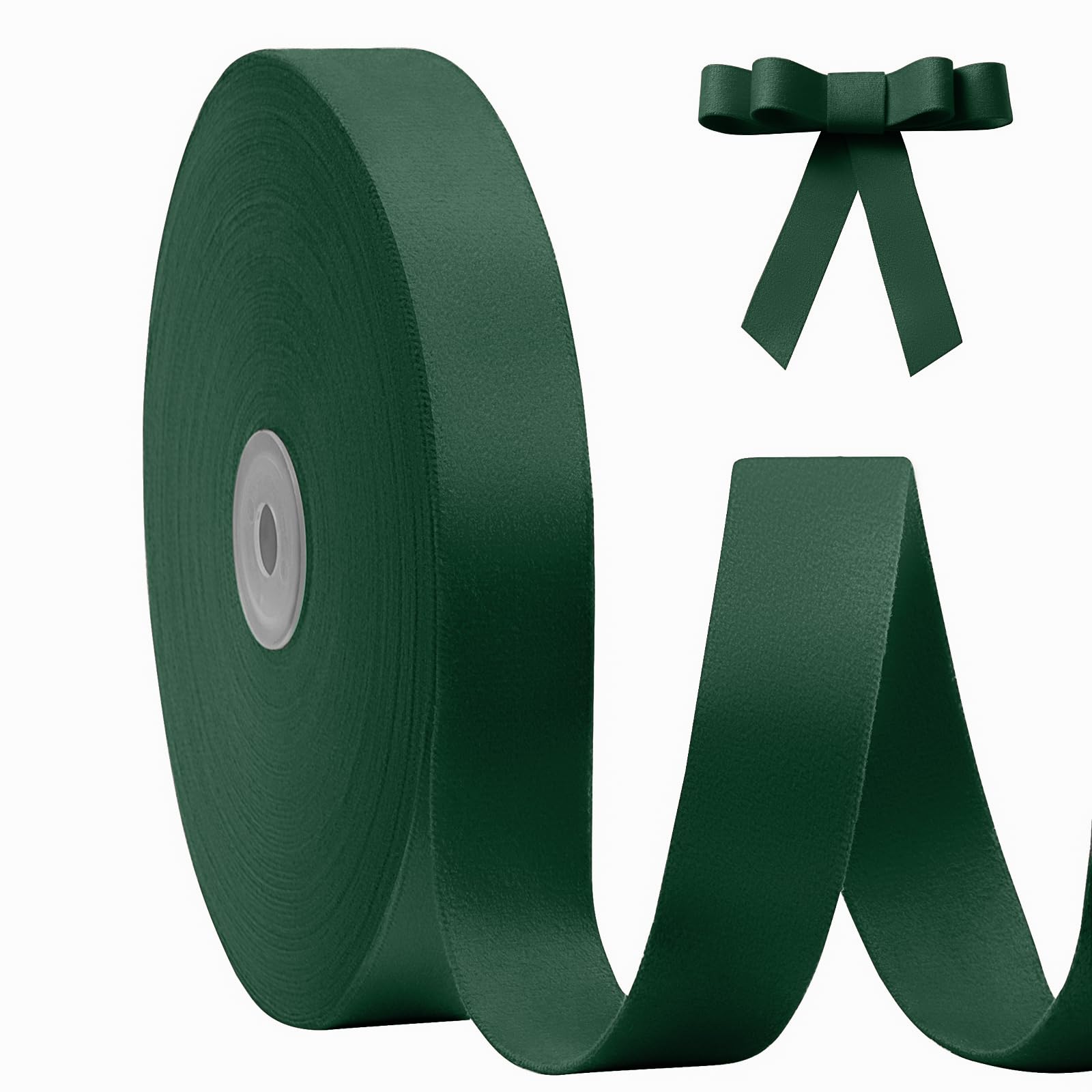 FAKILO Green Velvet Ribbon Double Faced 25mm x 18m(20 Yards) Green Ribbon for Christmas Tree Ornaments Wreath Gift Wrapping Bow Making and Wedding Decoration