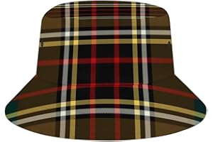 LALLRI Brown and Green Plaid Murphy Tartan Bucket Hats Sun Cap Packable Outdoor Fashion Fisherman's Hat for Women and Men