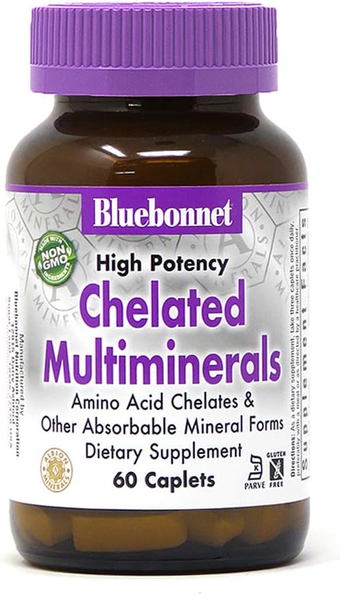 BlueBonnet Albion High Potency Chelated Multiminerals Caplets with Iron, 60 Count: Health & Personal Care
