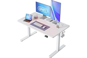 BANTI 48'' Standing Desk, Electric Stand up Height Adjustable Home Office Table, Sit Stand Desk with Splice Board, White