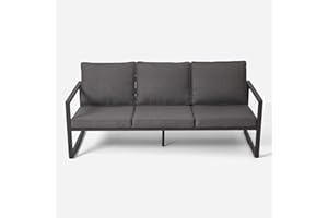 RICNOD Outdoor Sofa, Outdoor Furniture with 3 Seats, All-Weather All-Aluminum Frame with Removable Waterproof Cushion, for Backyards, Poolside, Balcony or Kitchen, Grey