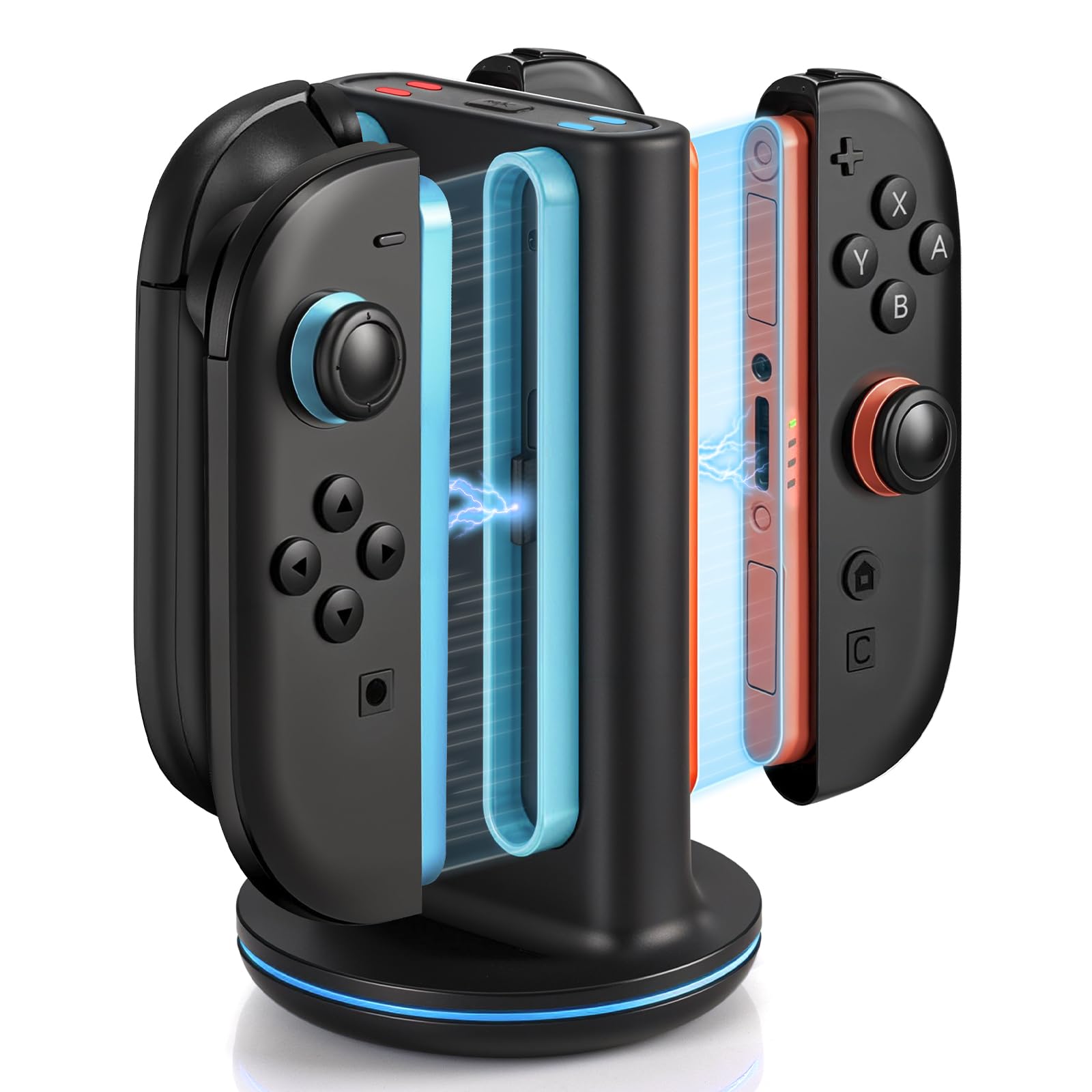 L'QECTED Joy-Con2 用ドック充電スタンド 4台同時対応 RGBライト搭載 インジケーター付き 高速2.5時間 Switch2 Joy-Con 充電ドック Switch2 周辺機器