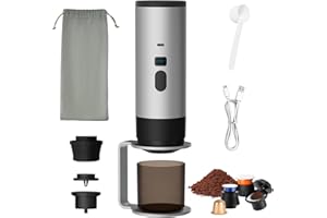 Portable Espresso Machine,18 Bar Self-Heating Espresso Coffee Machine with Holder,USB Rechargeable Cordless Coffee Maker Comp