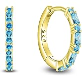 Starchenie Gemstone Huggie Hoop Earrings 925 Sterling Silver Birthstones Jewelry Gift for Women