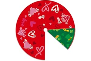 YEAHOME Valentines Day Decorations for Tree Skirt, 36" Love Heart Pattern Tree Skirts for Valentines Day Decor, Double-Sided St Patricks Day Clover Tree Skirt for Holiday Party Decorations