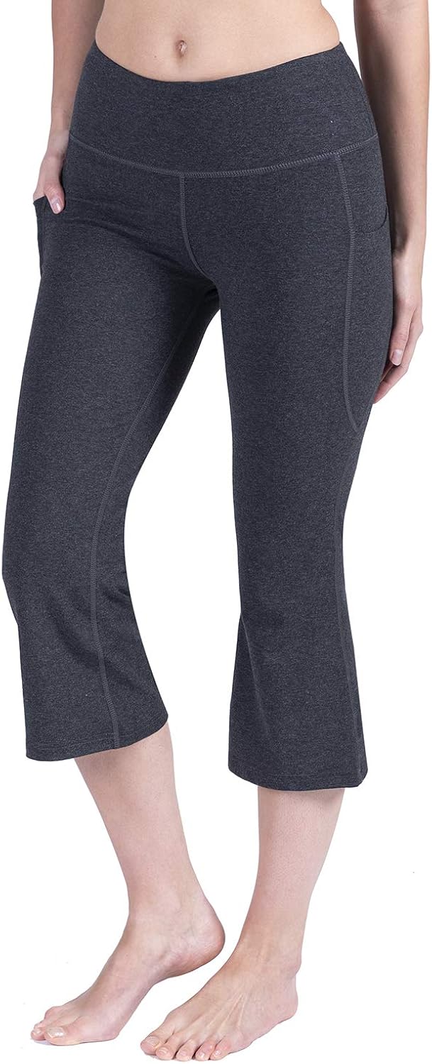 SYKROO Women's High Waisted Yoga Capris Leggings Athletic Running Workout Tummy Control Stretch Pants with Pocket: Clothing