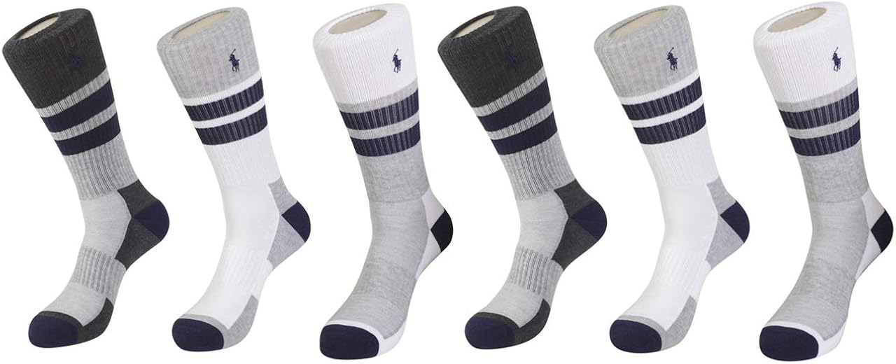 Polo Ralph Lauren Men's 6-Pack Athletic Crew Socks at Amazon Menâs Clothing store