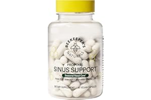Beekeeper's Naturals All Natural Sinus Support for Adults, Seasonal Nasal Care Relief with Propolis, Quercetin, Bromelain, Nettle Leaf, & Vegan Capsule, Blocks or Suppresses Histamine, 60 ct