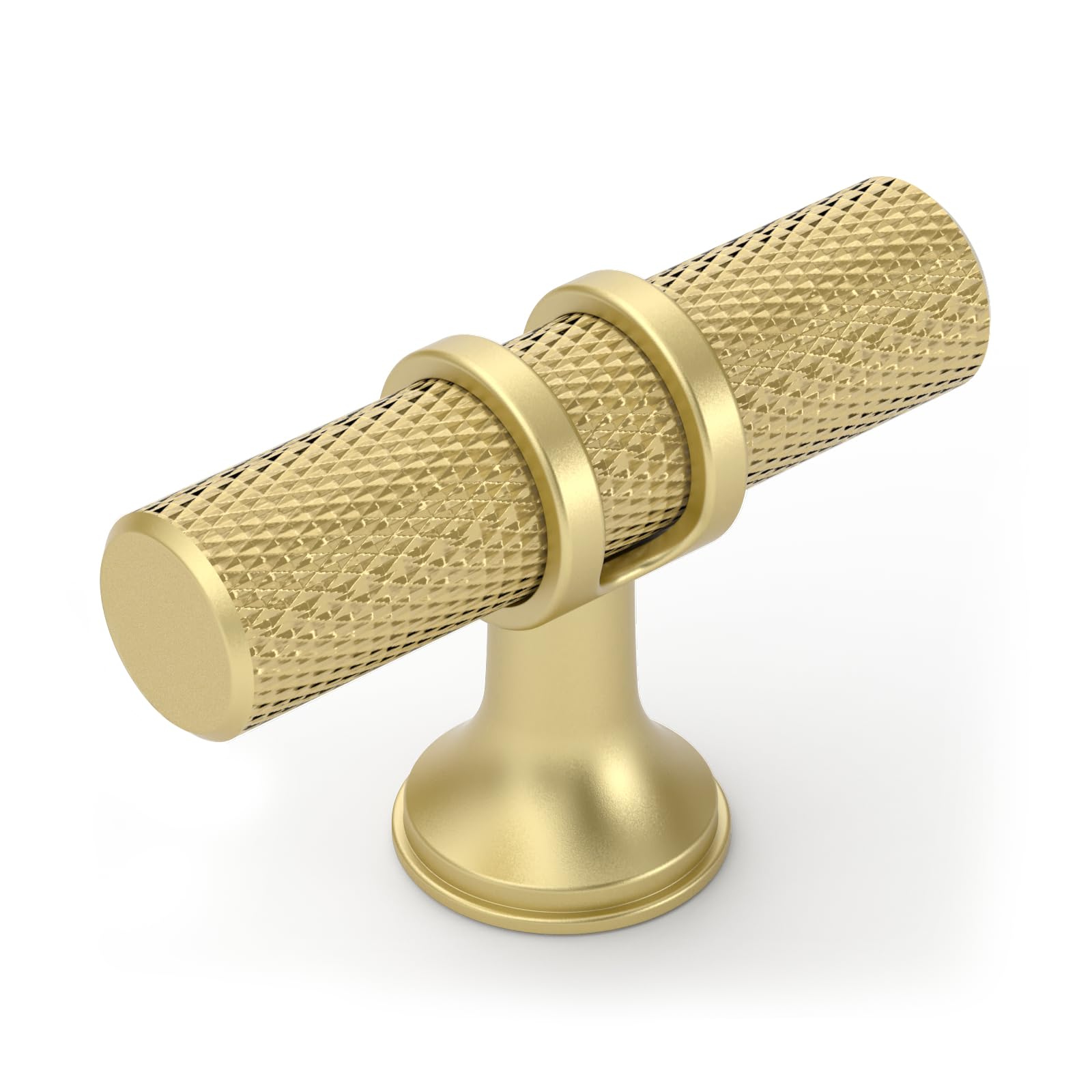 Photo 1 of Amerdeco 10 Pack Brushed Gold Cabinet Knobs 2 Inch Length Single Hole T Bar Kitchen Cabinet Knob Knurled Cabinet Pulls for Drawer Cupboard