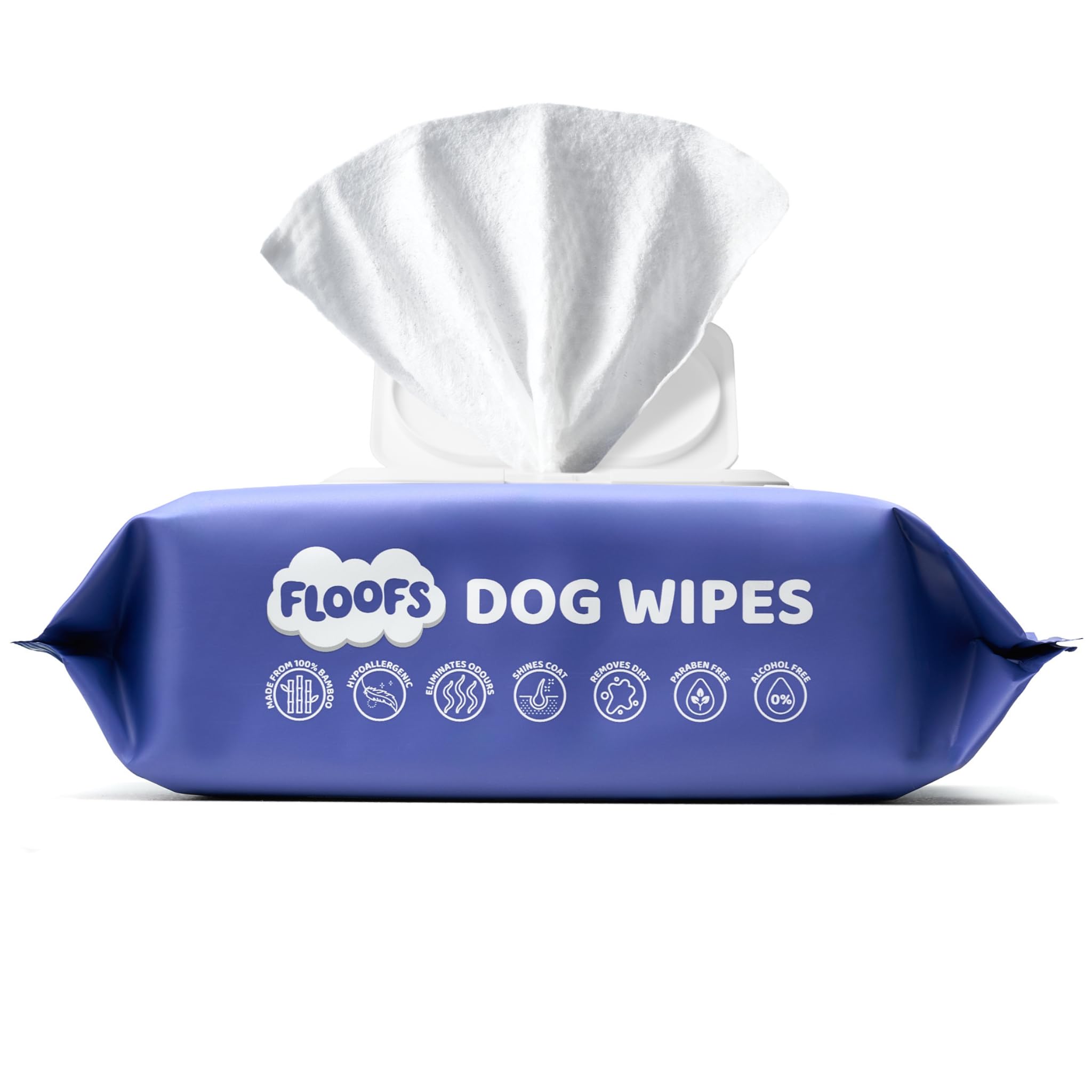 Floofs Dog Wipes for Paws, Body, Face, Bum, Antibacterial Pet Wipes, Hypoallergenic & Fragrance-Free Dog Wet Wipes for Sensitive Skin & Allergies, Grooming Wipes Suitable for Puppies & Cats, 100 Count