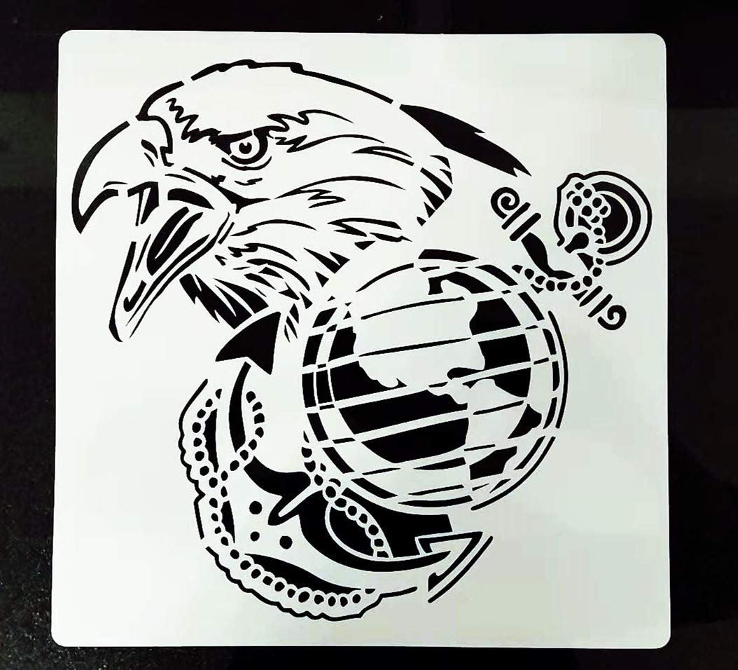 Large US Military Flag Stencil for Painting on Wood, Fabric, Walls, Airbrush + More | Reusable Mylar Template (US Military Logo) (American Eagle)