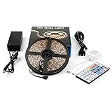 16.4 ft 5M Waterproof 5050 SMD RGB LED 44 Key Remote Controller Flexible Strip Colour Changing Decoration Lights 300 leds strip Kit