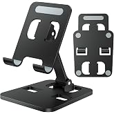 Anifrim Phone Stand for Desk, Dual Folding Cell Phone Holder, Fully Adjustable Portable Mobile Phone Holder for iPhone 17 16 15 14 13 12 11 Pro Max Plus Air, Galaxy S25 S24, All Phones (Black)