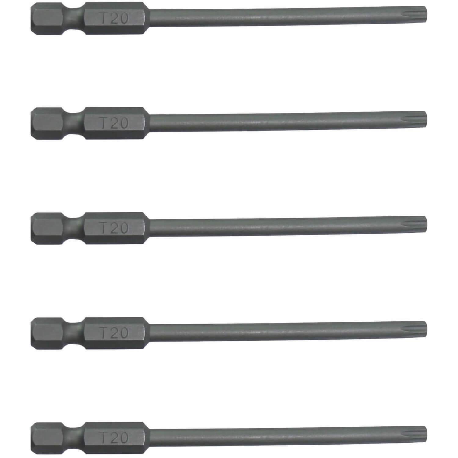T20 (T-20) Torx/Star Driver Bit - T20 x 3-1/2" Torx/Star Drive Quick Change Shank Bit for Screws and Fasteners Requiring T20 (T-20) Size Long Bits (5 PACK)