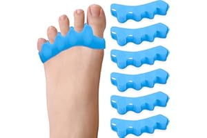 Ballotte Toe Separators, Silicone Toe Spacers for Bunions and Overlapping Hammer Toes, Athletic Tootsie Spacers for Running and Yoga, Foot Finger Splitters for Men & Women (6 Pack)