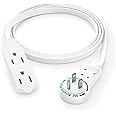 Maximm Cable 3 Ft 360° Rotating Flat Plug Extension Cord/Wire, 16 AWG Multi 3 Outlet Extension Wire, 3 Prong Grounded Wire - White - UL Certified