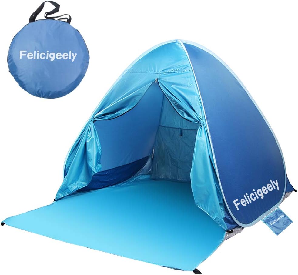 Felicigeely Beach Tent,UPF 50+ Portable Pop up Sun Shelter with Carry Bag,Automatic Instant Baby Beach Tent Beach Sun Shade Fit for 2-3 Person