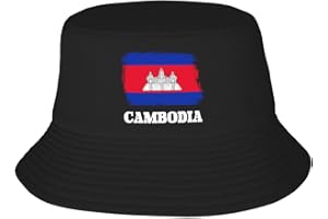 Peiyeety Cambodian Cambodia Flag Bucket Hat for Women Men Sun Cap Summer Travel Outdoor Fisherman Cap