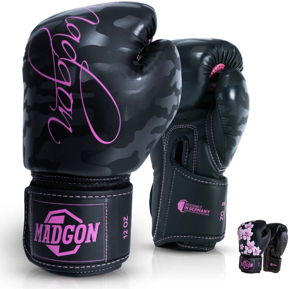 MADGON Women's Boxing Gloves - Perfect Material for Incredible Durability! Kickboxing Gloves for Women - Perfect for Martial Arts, MMA, Sparring & Boxing - Amazing Impact Absorption - Incl. Bag!