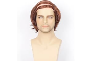ASKUANG Old Man Costume Wig Short Wavy Bald Wig Comb Over Style for Bald Man Costume Party Funny Wigs(Brown)