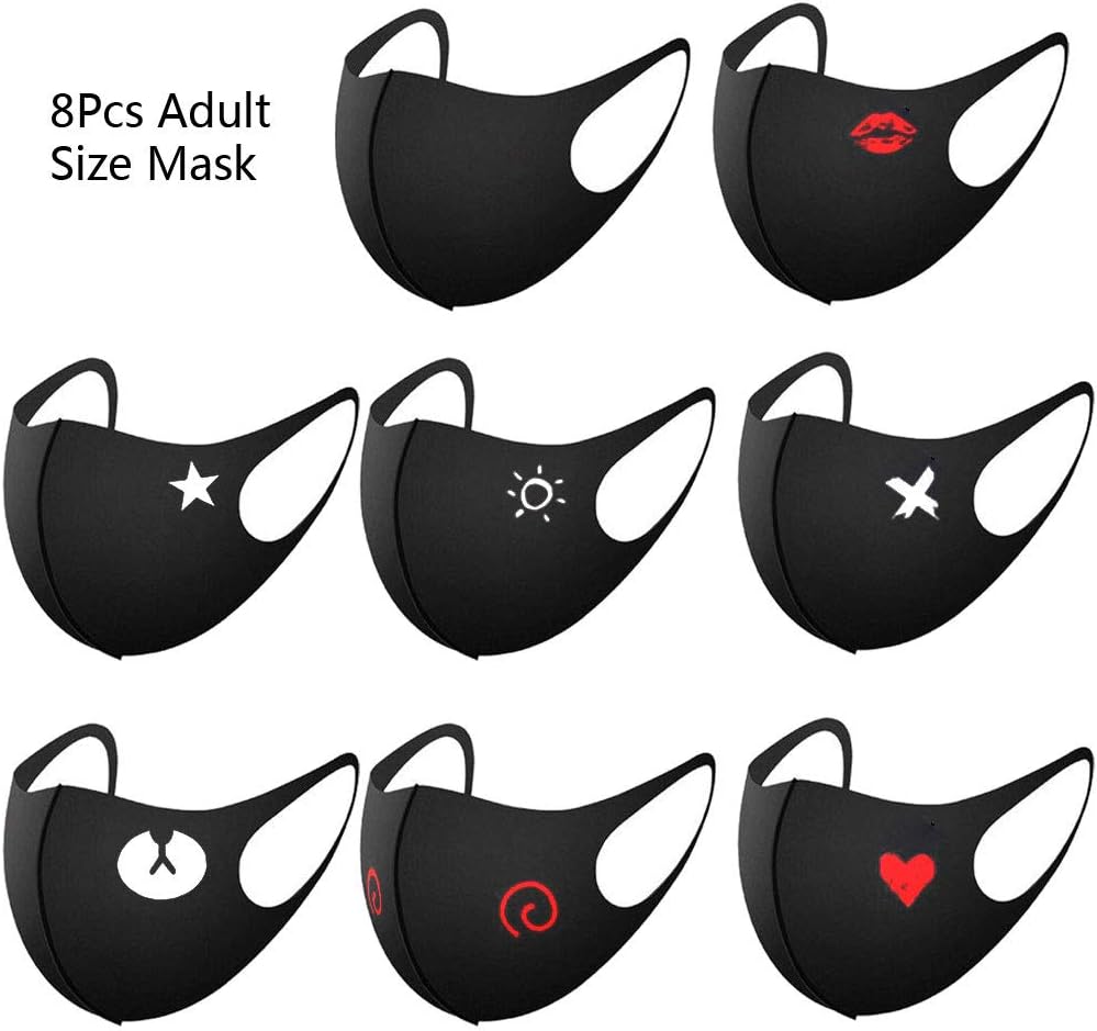 MEIKONG Unisex Reusable Face Protection, Washable Breathable Anti-Smoke Pollution, Sponge Mouth Protections, for Kids & Adult 8pcs