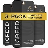 Card Car Air Freshener for Men - Greed Inspired Perfume Scent by Perfa | Luxury Fragrance - Neutralizes Lingering Smells - Odor Eliminating Technology - Perfect for Any Vehicle - Pack of 3