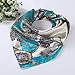Datework Women Printed Square Head Wrap Neck Satin Shawl (Blue)