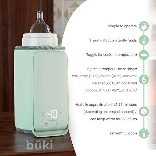 Büki Portable Bottle Warmer for Breastmilk or Baby Formula Fast Heating  Leak-Proof Adjustable Travel War