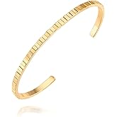 PEARLADA 18k Gold Plated Cuff Bracelet for Women, Chunky Open Bangle Adjustable Bracelet, Trendy Statement Jewelry