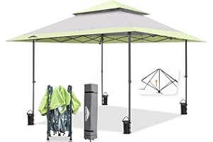 EAGLE PEAK 13x13 Straight Leg Pop Up Canopy Tent Instant Outdoor Canopy Easy Single Person Set up Folding Shelter w/Auto Extending Eaves 169 Square Feet of Shade (Gray)