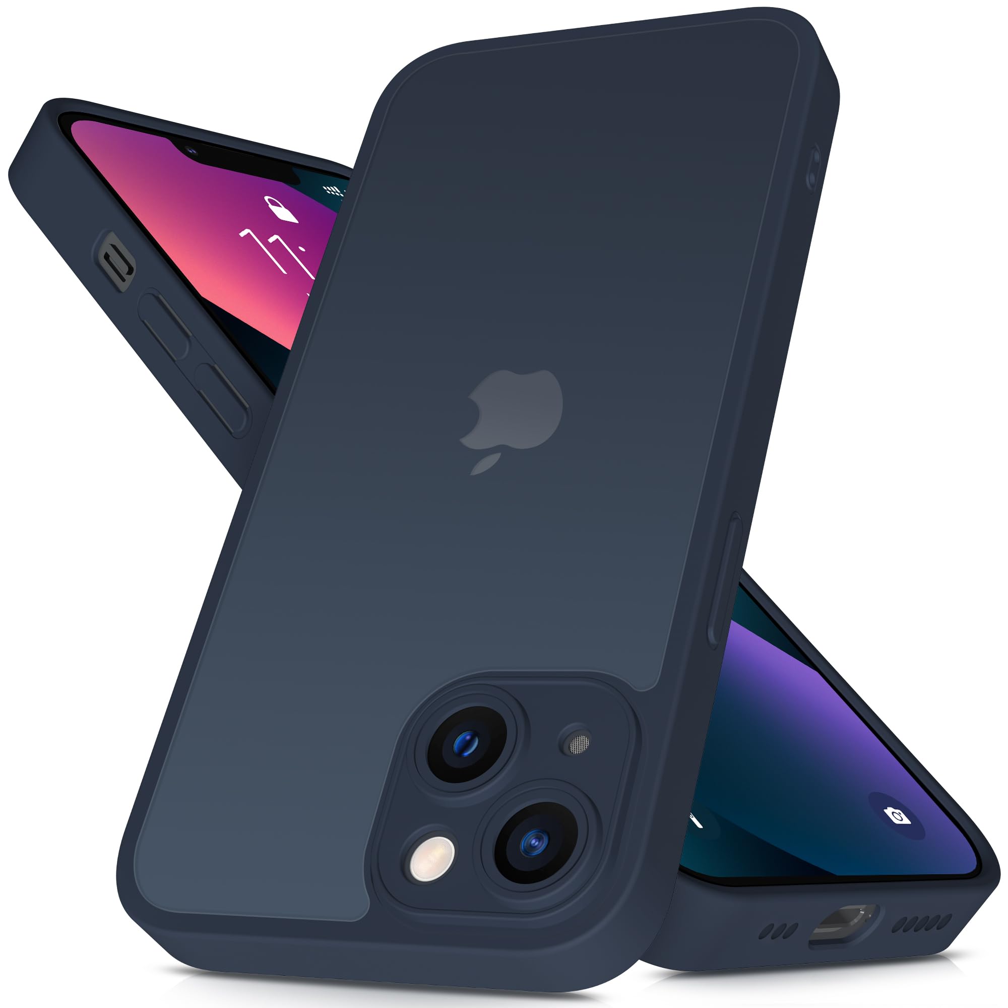 Mootobo for iPhone 13 Case 6.1-Inch, Matte Shockproof Bumper Phone Cover, Military-Grade Protection Ultra Slim 360°Full Body Frosted Translucent Back Phone case for iPhone 13(Deep Blue) — image 1