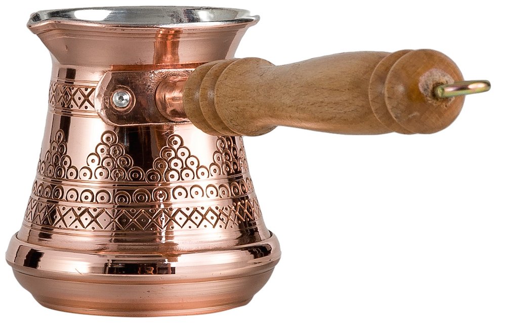 Thickest Premier Engraved Solid Copper Turkish Greek Arabic Coffee Pot Stovetop Coffee Maker