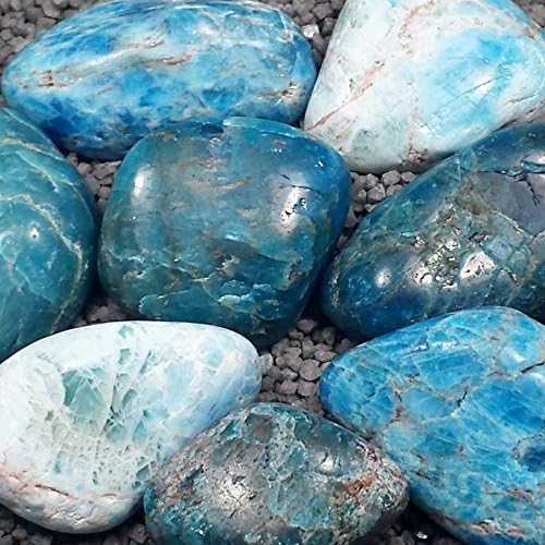 Blue Apatite Tumble Polished Crystal Stone, 1 pc, Sizes 1.1 to 1.5 Inch, TS1147