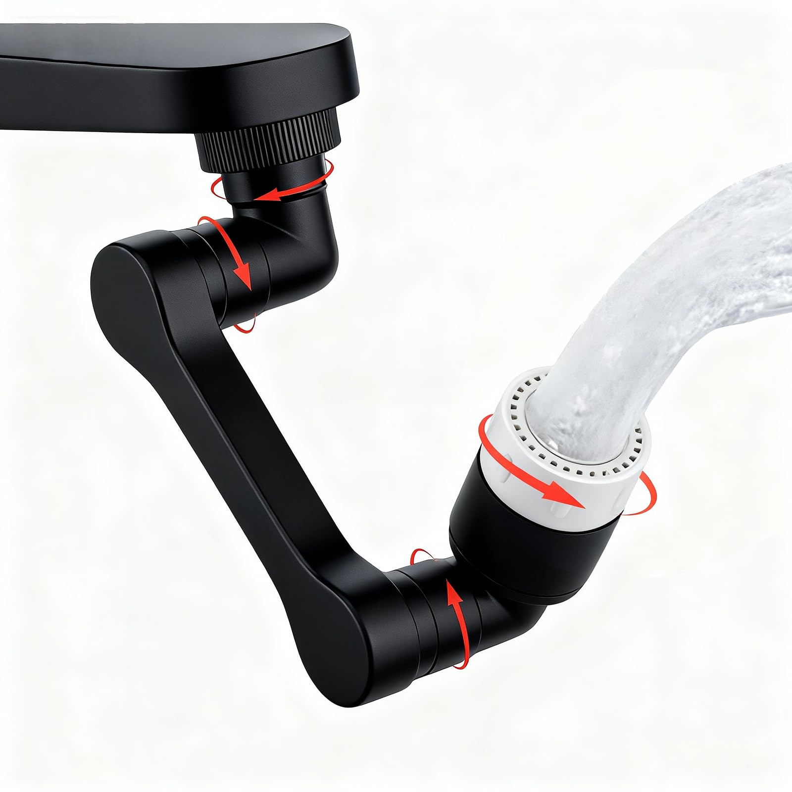 Photo 1 of ELESULTRA 1440° Rotatable Faucet Extender - Universal Kitchen Sprayer, 2 Modes Splash Water Aerator, 1080°+360° Rotating Sink Faucet Aerator Extension, Swivel Faucet Adapter for Kitchen/Bathroom Black