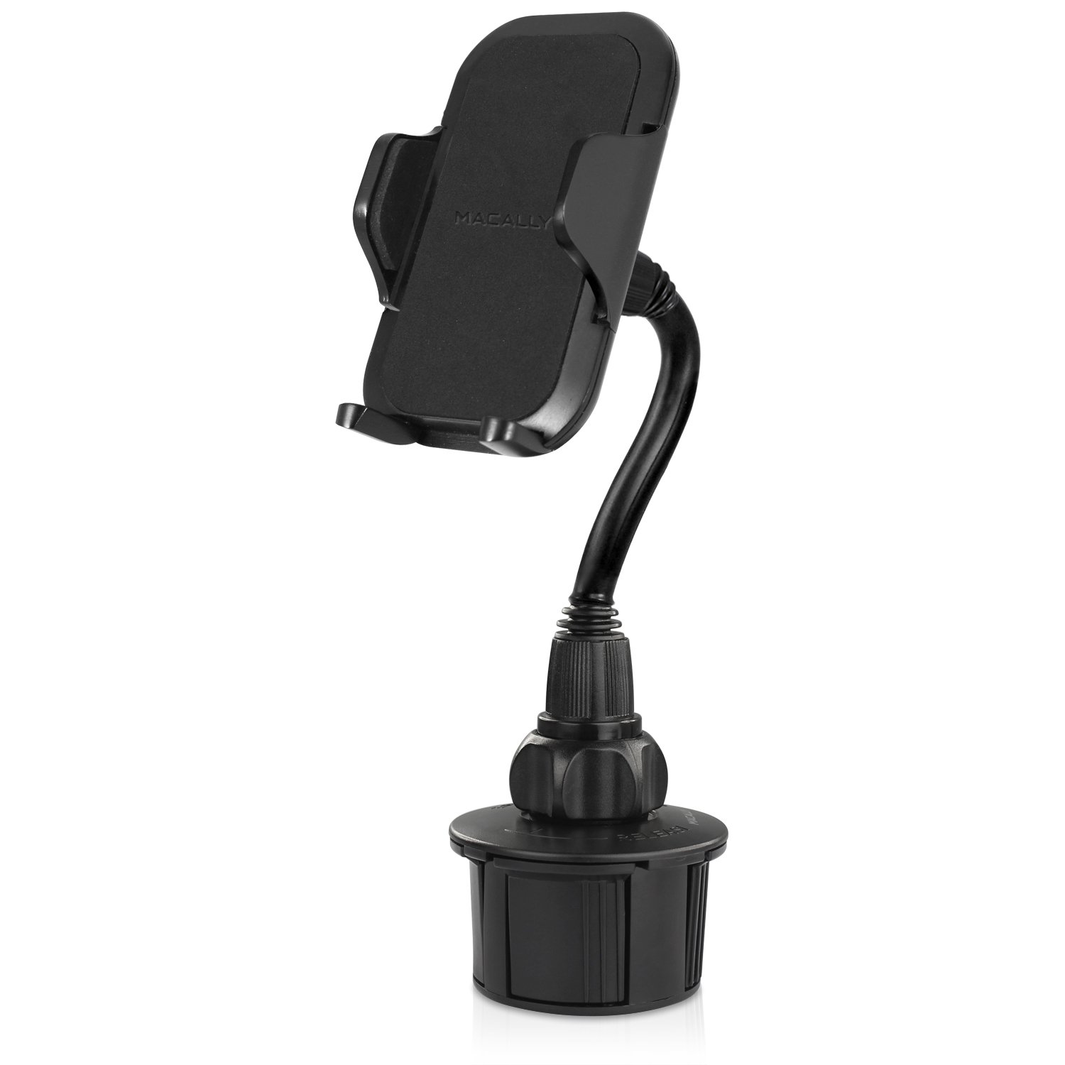 Macally Car Cup Holder Phone Mount Secure Fit for Phones up to 4.1