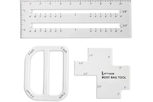 UPTTHOW 3Pcs Boxy Bag Making Templates Notion for Beginners, Clear Acrylic Sewing Tools Set with Boxed Bag, Curve Bag, Zip Pocket