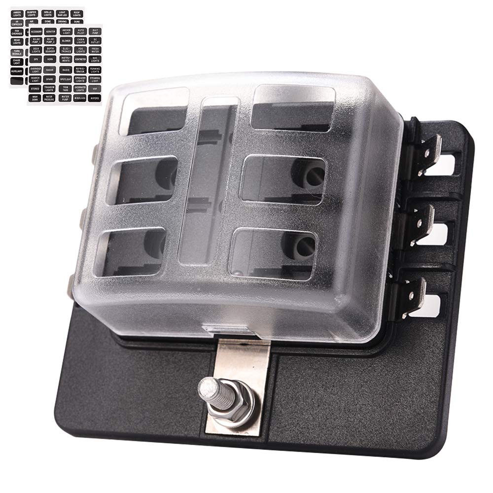 MICTUNING LED Illuminated Automotive Blade Fuse Holder Box 6Circuit
