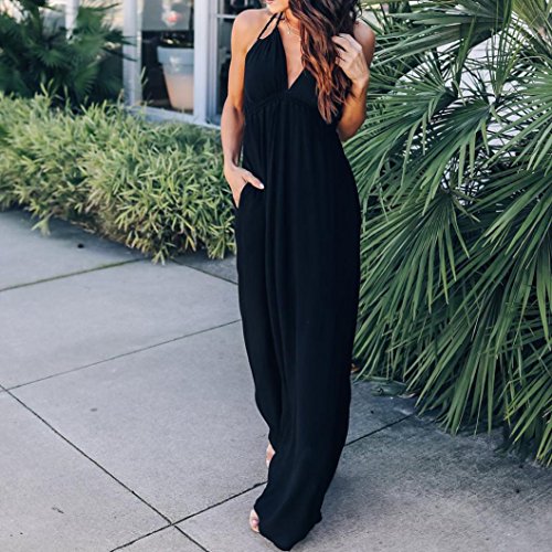 Women Summer Bandage Bodycon Dress Party Cocktail Maxi Long Dress (Black, S) - Thumbnail 5