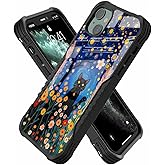 KWSAAHU Compatible with iPhone 15 Case Anti Slip Shockproof Hard PC Back Soft TPU Prevention Protective Case, Unique Design Fashion Print for Men Women - Starry Sky Cat