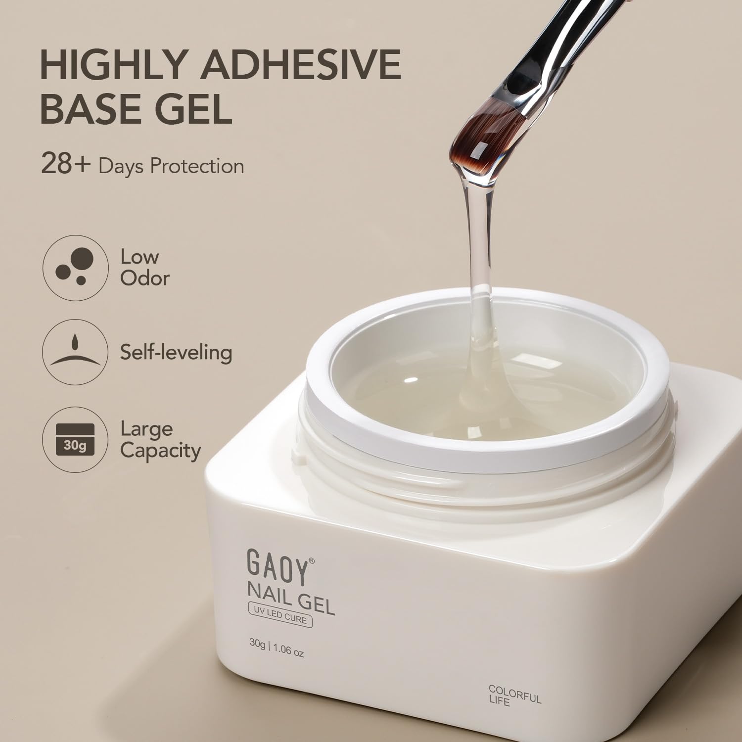 GAOY 30g Builder Base, Clear Nail Builder Gel, 2-in-1 Soak Off UV Gel for Nail Strengthening and Building, UV Light Cure - Image 5