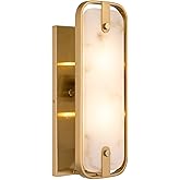 Kira Home Casia 16" 2-Light Modern Chic Wall Sconce + Polyresin Alabaster Style Diffuser, Cool Brass Finish