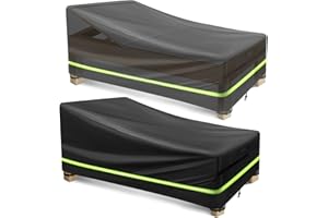 HUALEDI [2Pack] Upgraded Patio Chaise Lounge Chair Reflective Covers Waterproof Outdoor, All Weather Guard Pool Lounger Chair Covers, 420D Oxford Fabric Heavy-Duty Protection,79''L x 30''W x 25''H,Black