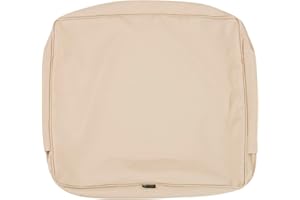 Classic Accessories Montlake Water-Resistant 23 x 22 x 4 Inch Outdoor Back Cushion Slip Cover, Patio Furniture Cushion Cover, Antique Beige, Patio Furniture Cushion Covers
