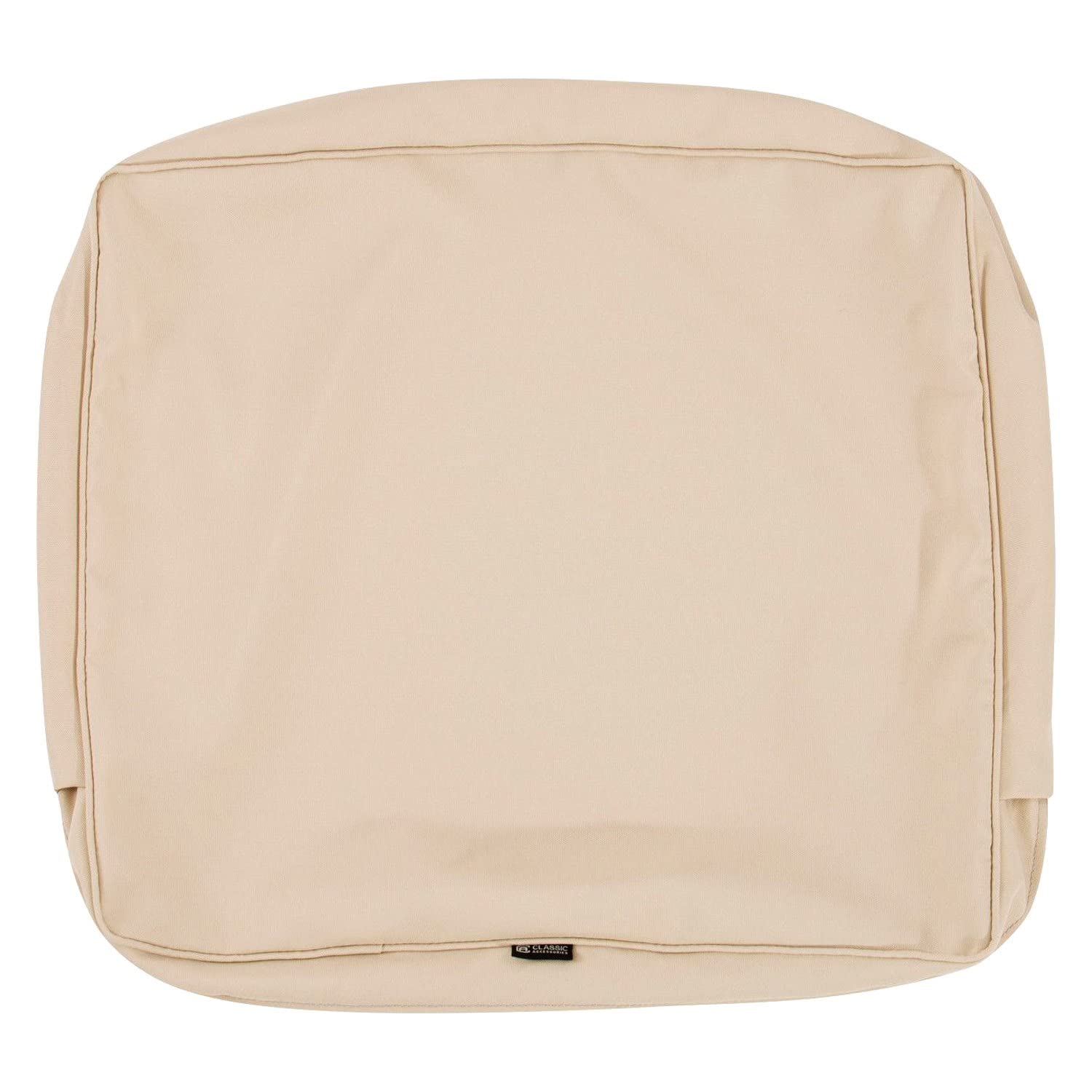 Classic Accessories Montlake Water-Resistant 23 x 22 x 4 Inch Outdoor Back Cushion Slip Cover, Patio Furniture Cushion Cover, Antique Beige, Patio Furniture Cushion Covers