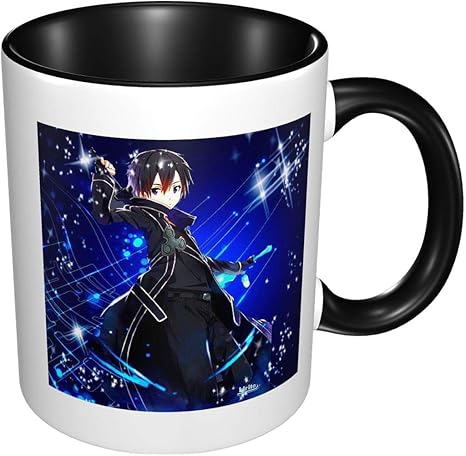 Amazon Co Jp キリ 桐ヶ谷きりがや和人かず コーヒーカップ マグ かわいい食器 耐熱 耐冷 マグカップ 贈り物 人気 景品 マグ 贈答品 男性 女性オフィス 330ml マグ ビアマグ Black ホーム キッチン