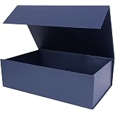 Aimyoo Navy Blue Collapsible Gift Box with Magnetic Closure Lids 13.8x9x4.3 in, Large Bridesmaid Groomsman Proposal Boxes, Rectangle Present Box for Graduation Birthday Storage 1 Pack