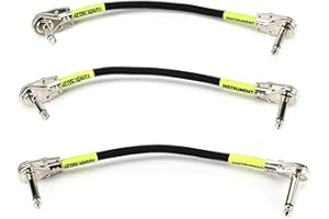 Ernie Ball Patch Cable 3-Pack, Flat Angle/Flat Angle, 6in, Black (P06059)