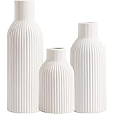 Joeabor Ceramic Vase Set of 3 - Handcrafted Ceramic Vases for Home Decor & Shelf - Modern Farmhouse Decor for Kitchen, Office, Bedroom & Living Room Decorative Objects for Mantel, Table Centerpieces