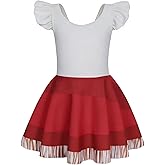 COTRIO One Piece Princess Swimsuit for Girls Short Sleeve Swim Dress Rash Guard Bathing Suit Skirted Swimwear 1-10 Years