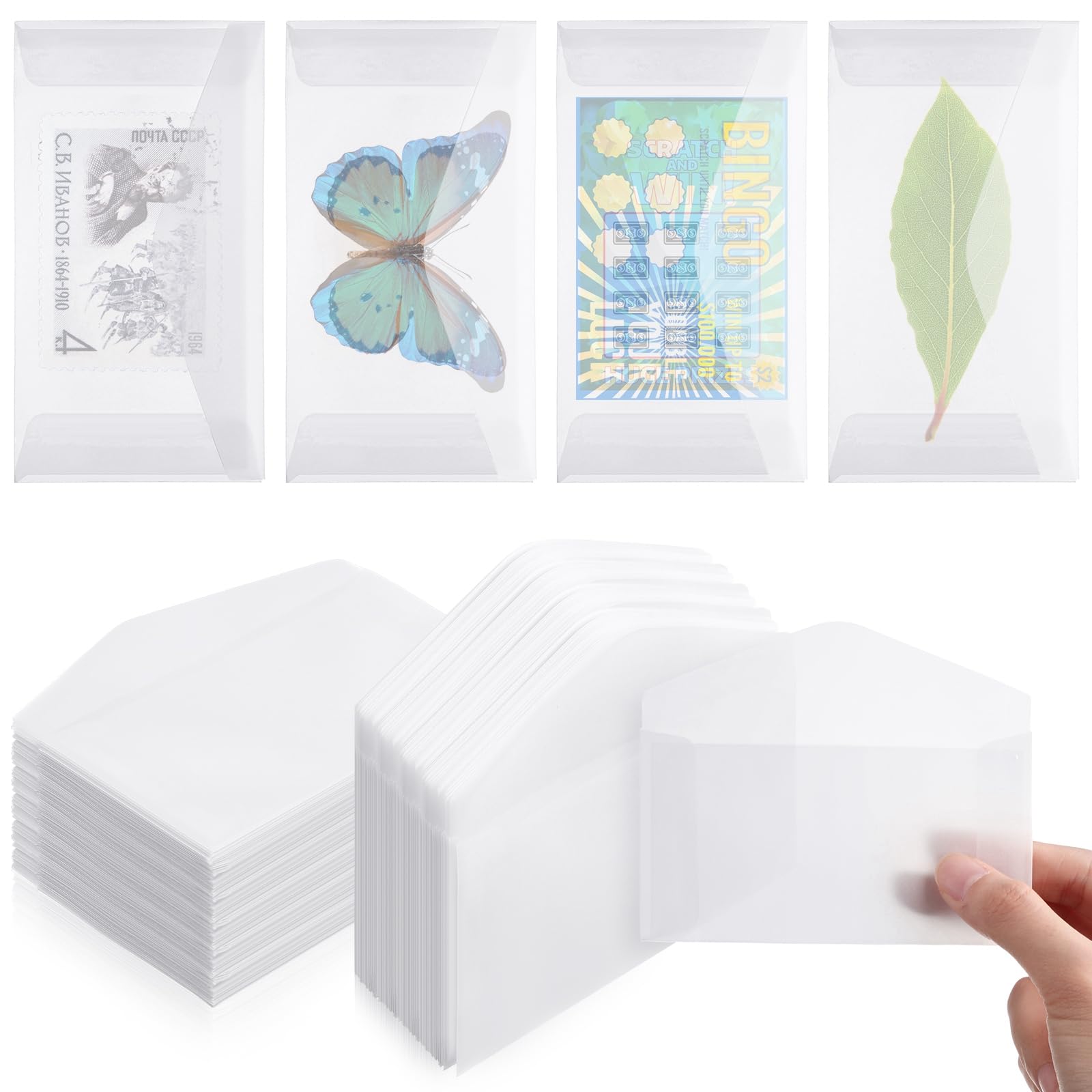 Photo 1 of Eersida 600 Glassine Envelopes 2.5x4.25 Inch Glassine Mini Lotto Ticket Holders Wedding Guest Favor Tissue Seed Envelope Holder for Scratch Stamp Scratch Ticket Wedding Favor Craft Project